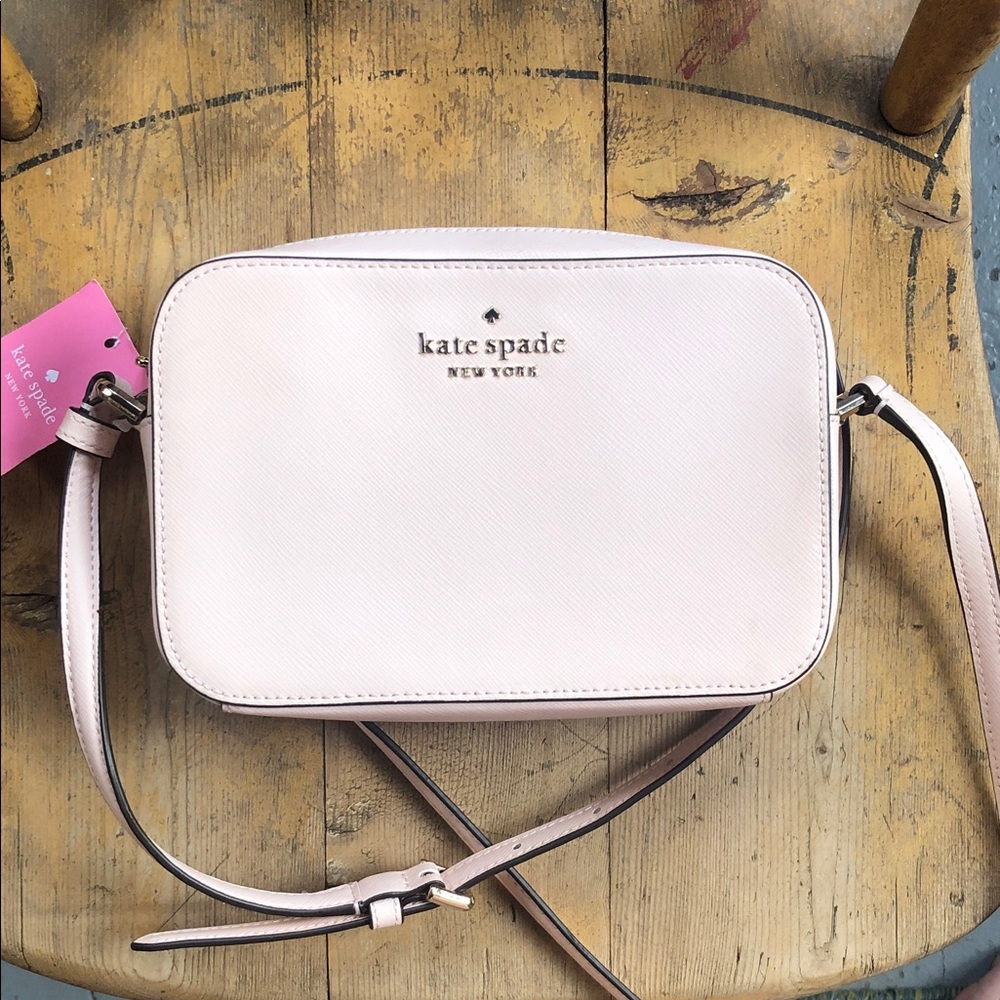 Kate Spade Staci Mini Light Rose Saffiano Leather Camera Bag Crossbody Handbag
